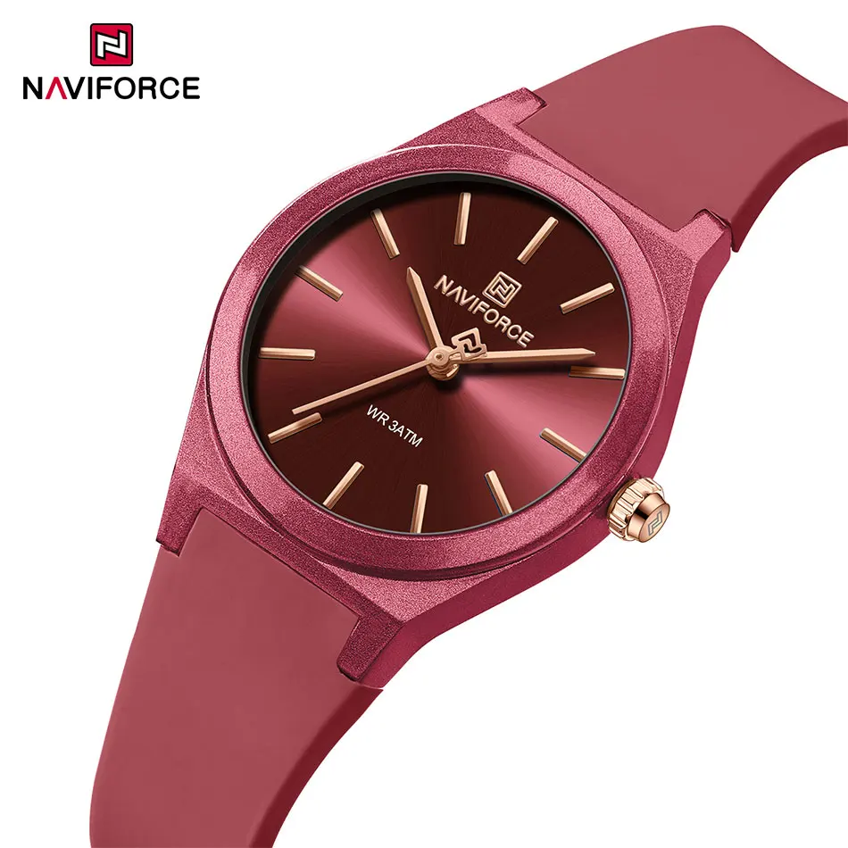 NAVIFORCE кварцевые часы для женщин, повседневные модные брендовые наручные часы с силиконовым ремешком, женские часы, водонепроницаемые круглые часы Reloj Mujer
