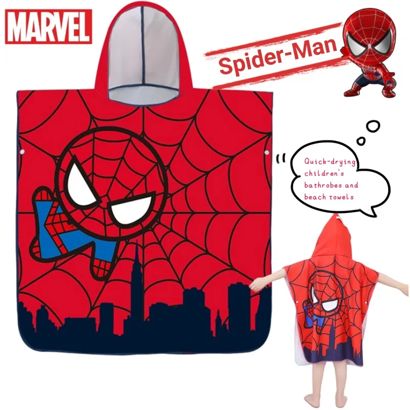 Новое детское банное полотенце с рисунком Человека-паука Marvel, креативное индивидуальное крутое впитывающее банное полотенце с капюшоном для мальчиков, пляжное полотенце