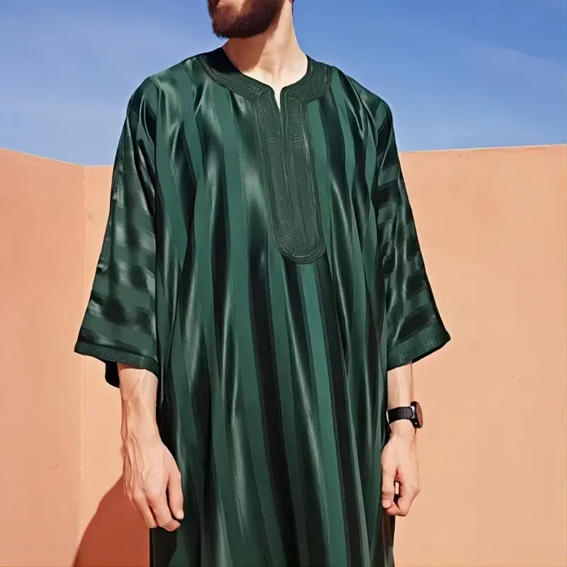 LIBIELIY, новинка 2024, арабская мусульманская мода Jubba Thobes Homme, исламская одежда, мужской вышитый марокканский кафтан, Ид, молитва, длинный Ro (art.: 3920cef0a7ff7) - 3920cef0a7ff7