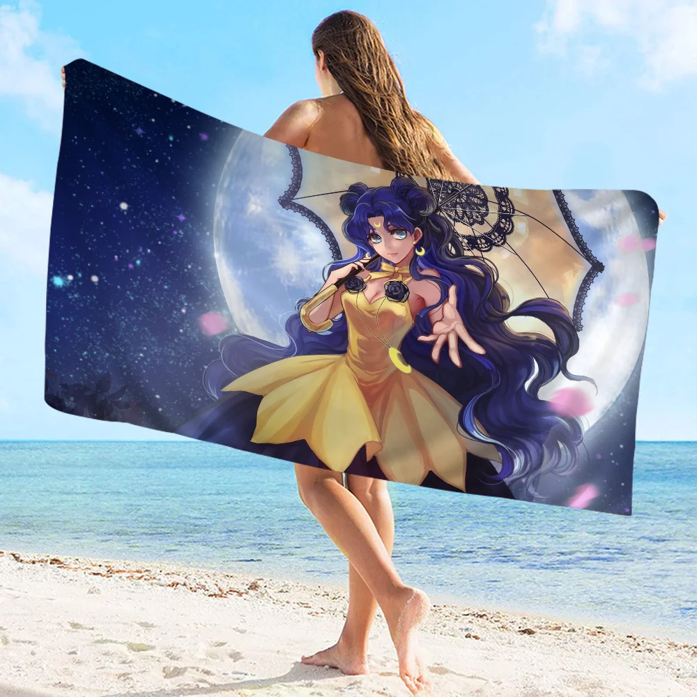 S-Sai-lores Girl Moon Cartoon Print Банное Полотенце Из Микрофибры Быстросохнущее Супервпитывающее Пляжное Полотенце Мягкое