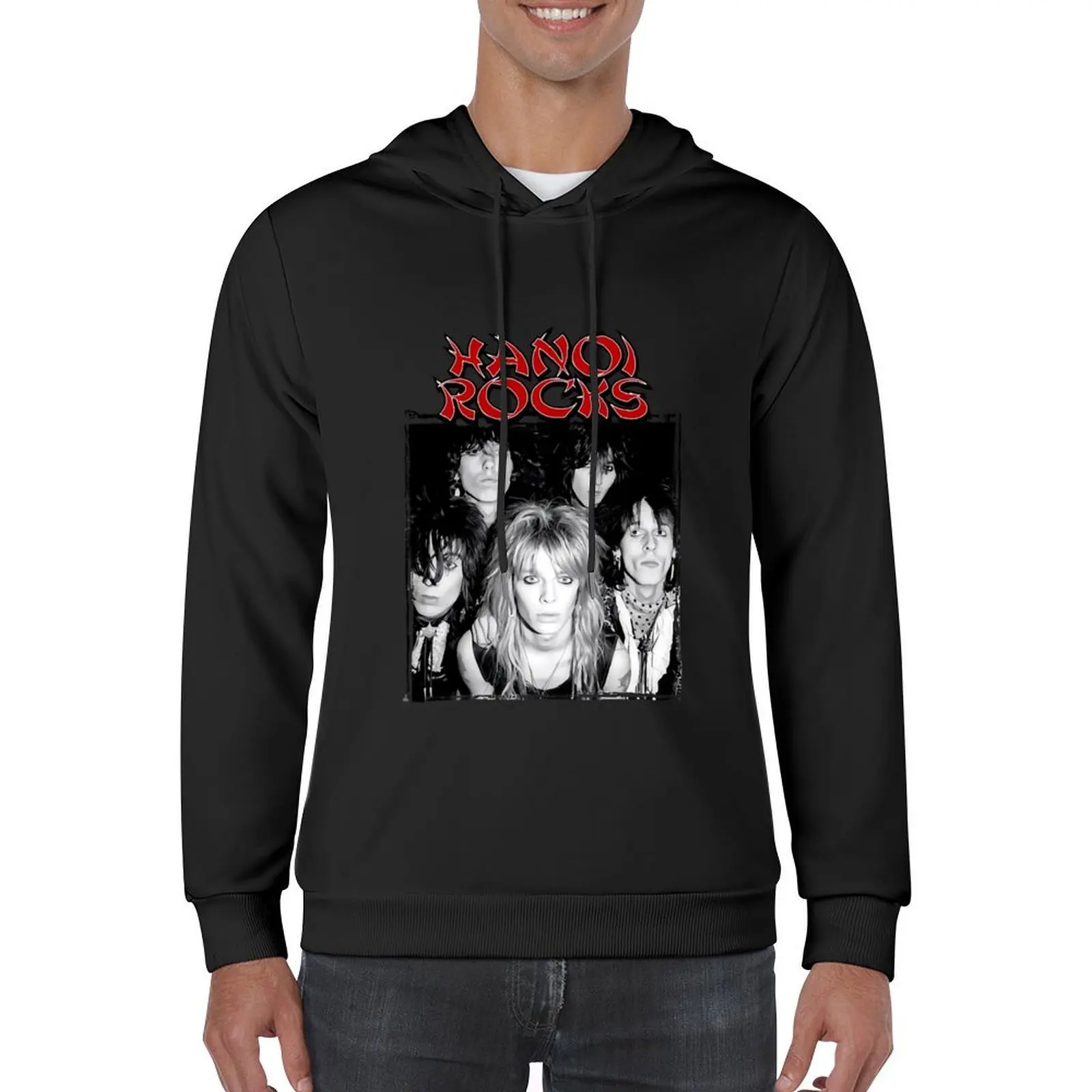 Фото Hanoi Rocks Толстовка с капюшоном, эстетичная одежда, мужская толстовка, одежда в корейском стиле, футболки с графикой, мужская толстовка с рисунком №5