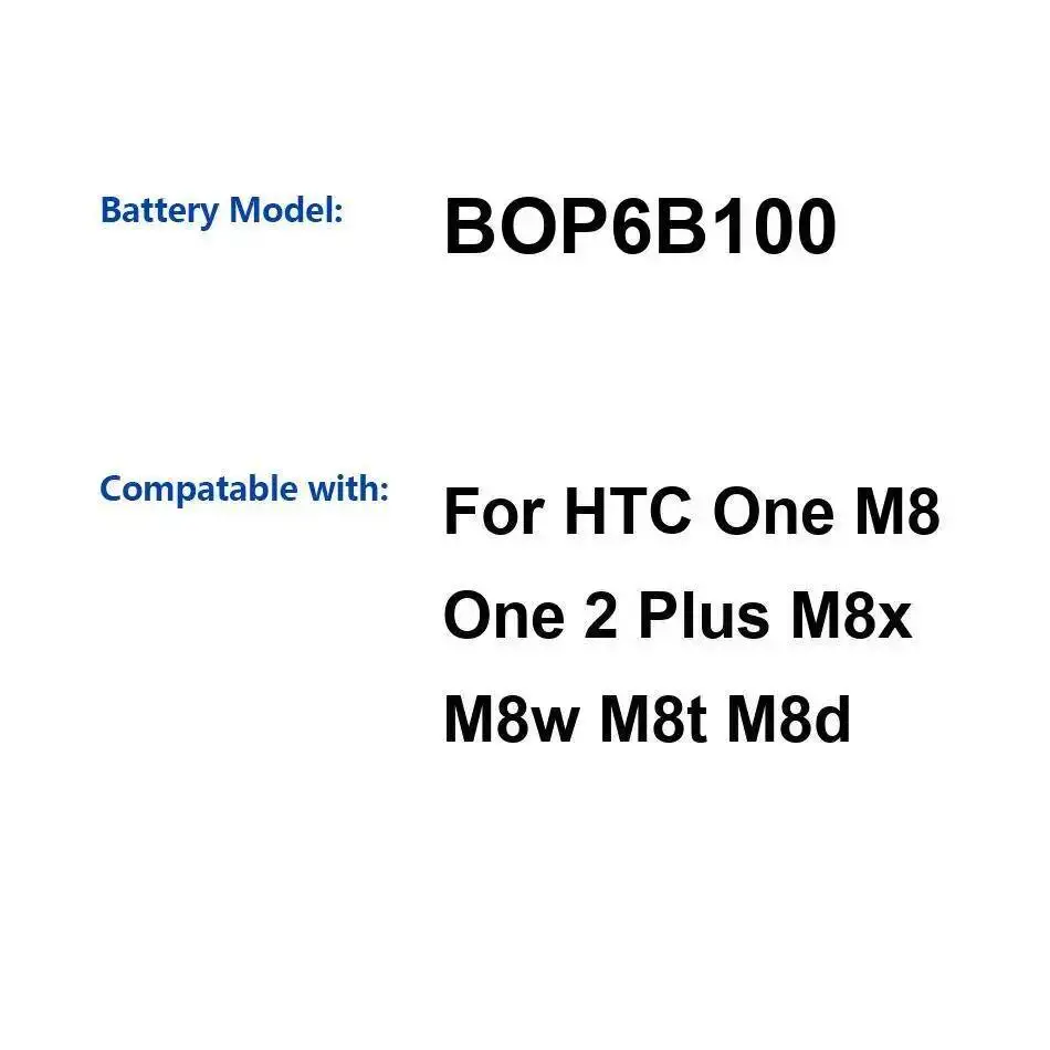 Высокоэффективный долговечный аккумулятор BOP6B100 емкостью 2600 мАч для мобильного телефона Htc One 2 Plus M8 M8x M8w M8t M8d