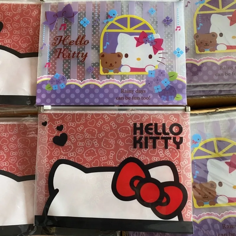 Фото A5 Sanrio Hello Kitty папки для файлов мультяшная сумка для документов карман для хранения канцелярских принадлежностей водонепроницаемая сумка на молнии школьные и офисные принадлежности №2