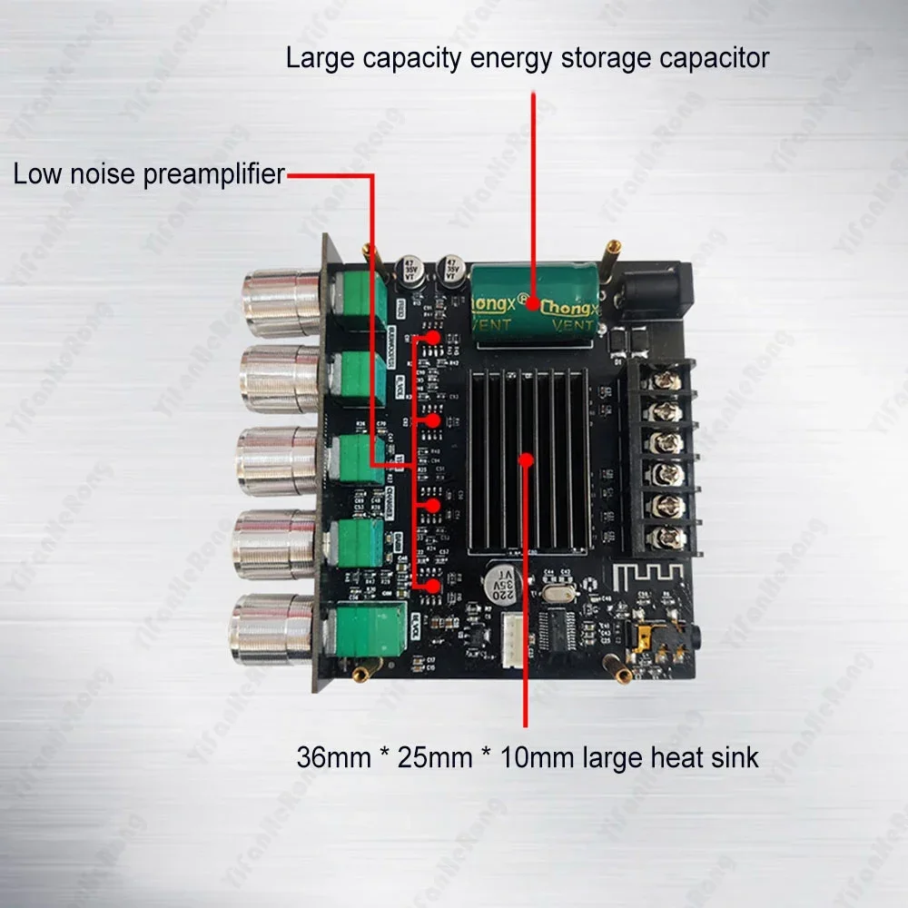 Фото ZK-MT21 2,1-канальный Bluetooth-совместимый усилитель сабвуфера, плата 50 Вт X 2 + 100 Вт, плата стереоусилителя мощности, бас-усилитель AUX №3
