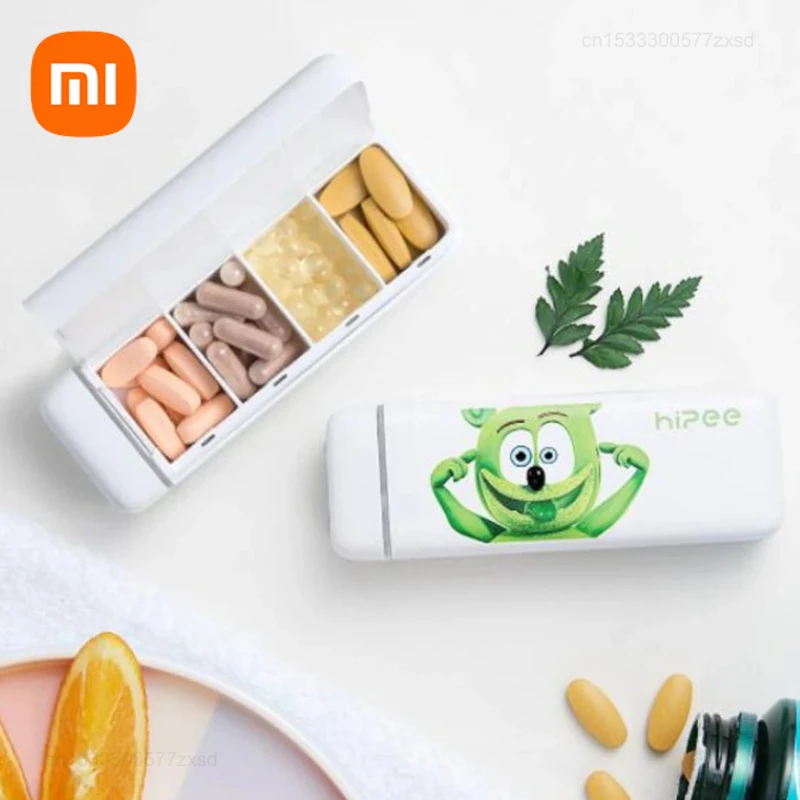 Xiaomi HiPee Smart Reminder Дорожный чехол для таблеток 4-сеточный органайзер для лекарств Контейнер для хранения таблеток Коробка для хранения лекарств Диспенсер