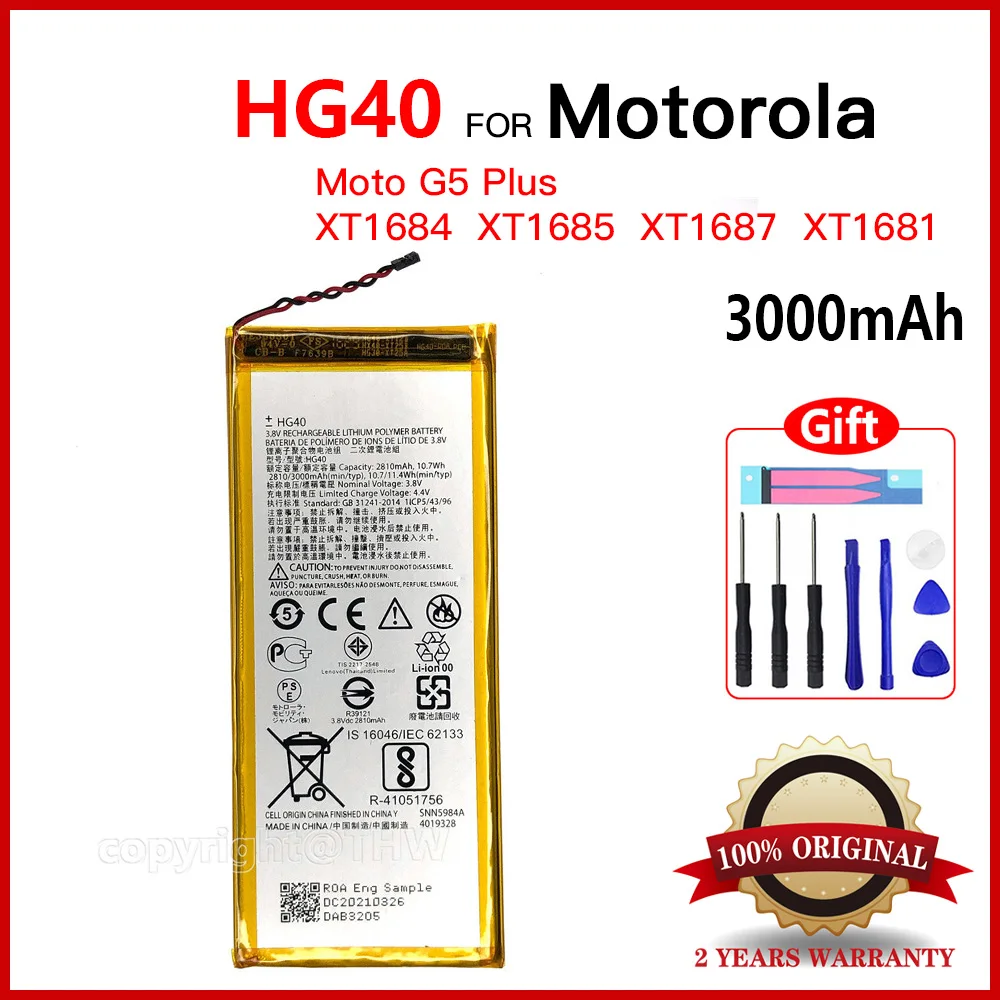 Оригинальный аккумулятор HG40 для Motorola Moto G5 PLUS G5 + G5P XT1685 MXT1677 XT1687/XT1684/XT1686, аккумулятор для мобильного телефона реальной емкости