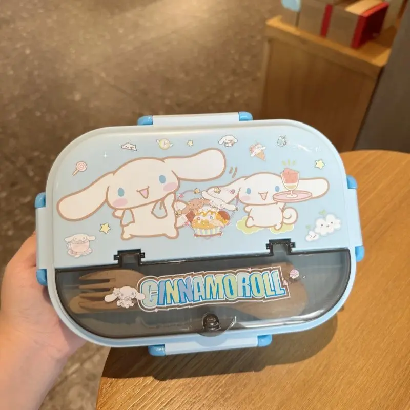 Фото Sanrio Kuromi Hello Kitty ланч-бокс Sus304 милый аниме мультфильм студент дети девочка Kawaii на открытом воздухе портативная коробка большой емкости №5