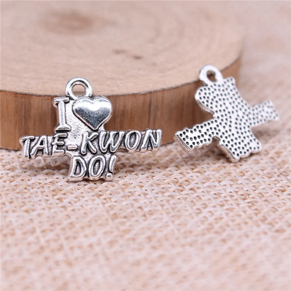 Подвеска I Love Tae-Kwon-Do Очаровательные Подвески, украшения 22x1 7 мм 20 шт.