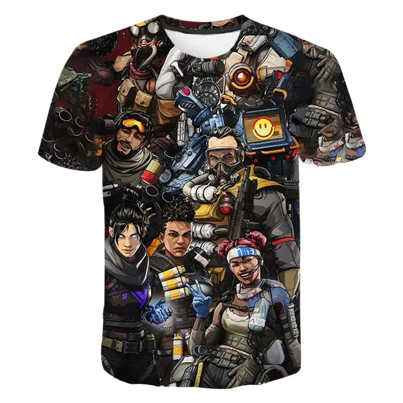 Фото Футболка Apex Legends для мужчин, женщин и детей, футболка с 3D принтом, летние топы с коротким рукавом, крутая футболка для мальчиков и девочек, детская модная уличная одежда №3