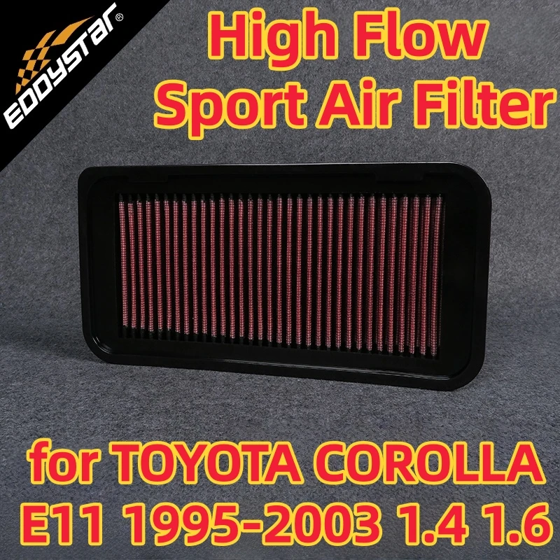 Спортивный воздушный фильтр с высоким расходом для TOYOTA COROLLA E11 1995-2003 1.4 ZZE111 1.6 ZZE112, моющиеся гоночные впускные фильтры