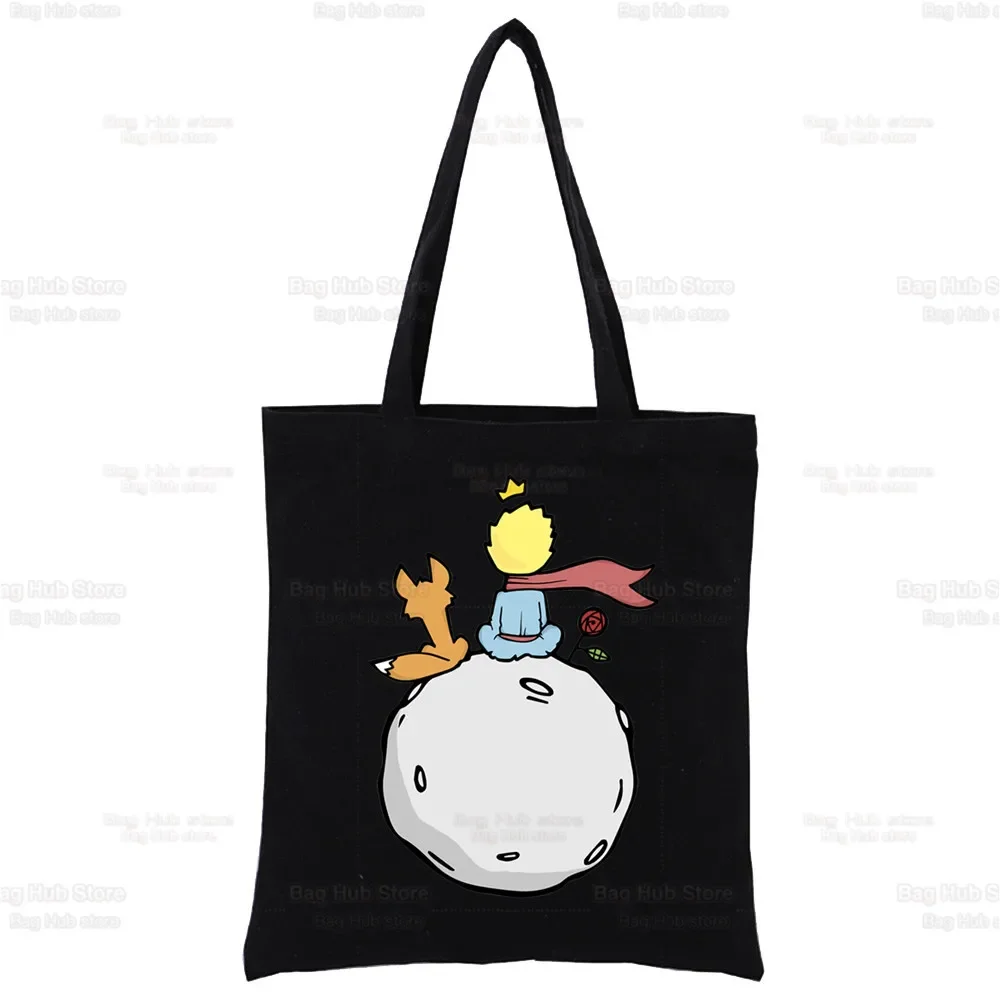 Фото Little Prince Art Beautiful Retro Pretty Unisex Handbags Custom Canvas Tote Bag Print Daily Use Reusable Travel Casual Shopping №4