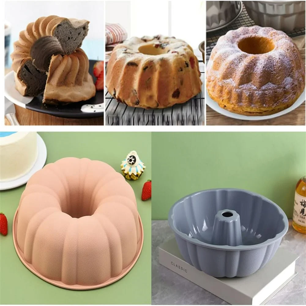 Силиконовые формы для торта Bundt, 10-дюймовые формы для торта Bundt с антипригарным покрытием, круглые формы для торта для выпечки, силиконовые формы для выпечки