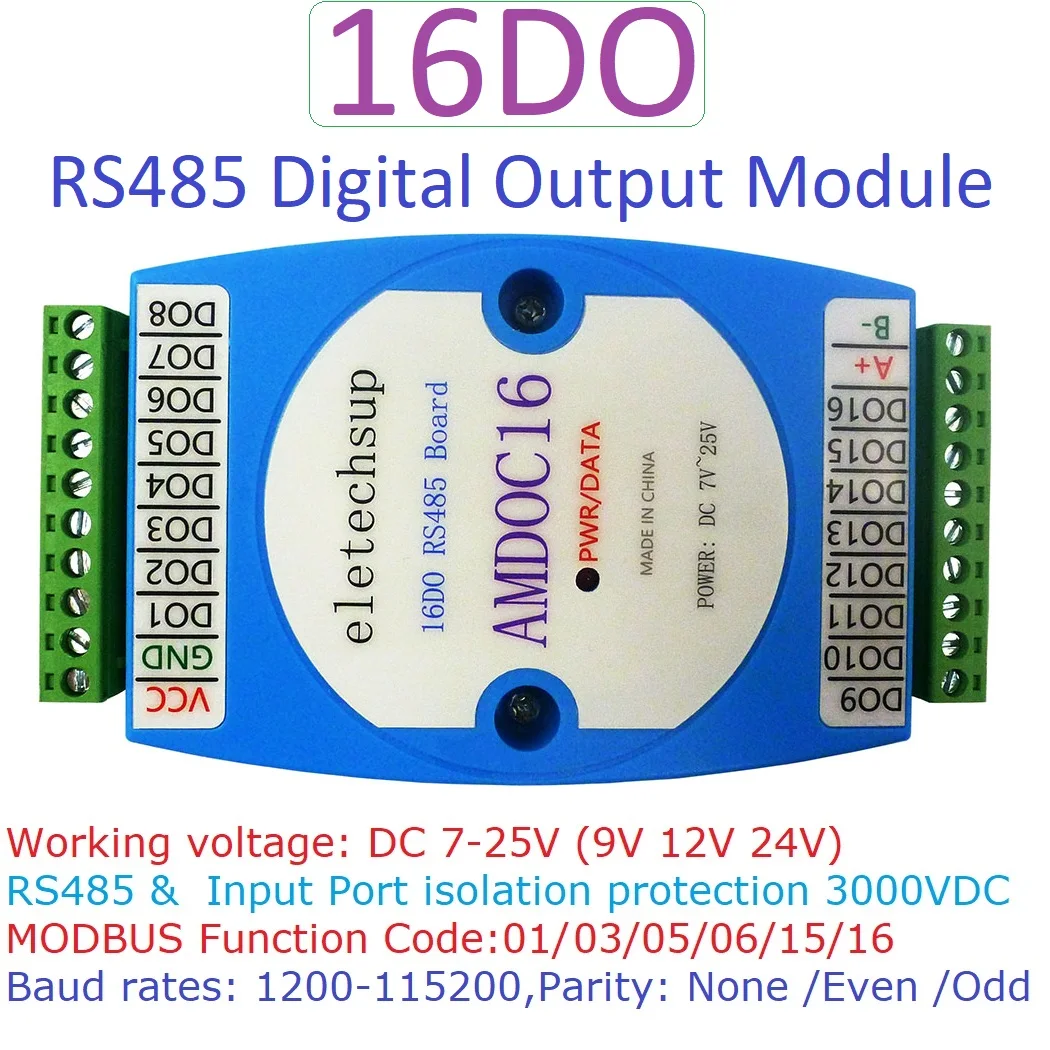 DC 12V 24V 16DO RS485 изолированный коммутатор связи цифровой выход MODBUS RTU PLC расширение Board