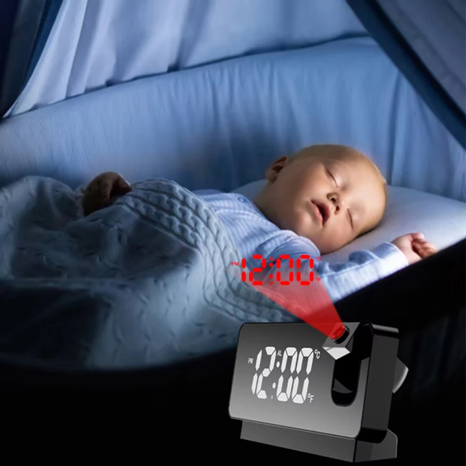 Красочные цифровые проекционные будильники USB электронный потолочный проектор будильник с 180 °   Вращающиеся часы для спальни