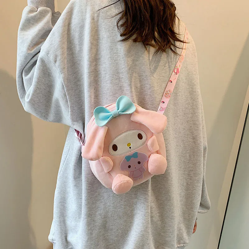 Фото Рюкзак Kawaii Sanrio Cinnamoroll My Melody Kuromi Pompompurin 산리리милые Мягкие плюшевые игрушки женская сумка Рождественские подарки для девочек №5