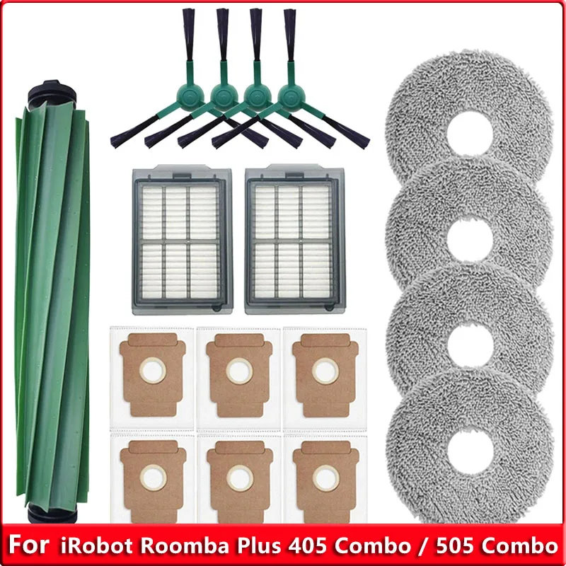 Для iRobot Roomba Plus 405 Combo/505 Combo запасные части для робота-пылесоса основные боковые щетки тряпки для швабры фильтры мешки для пыли аксессуары