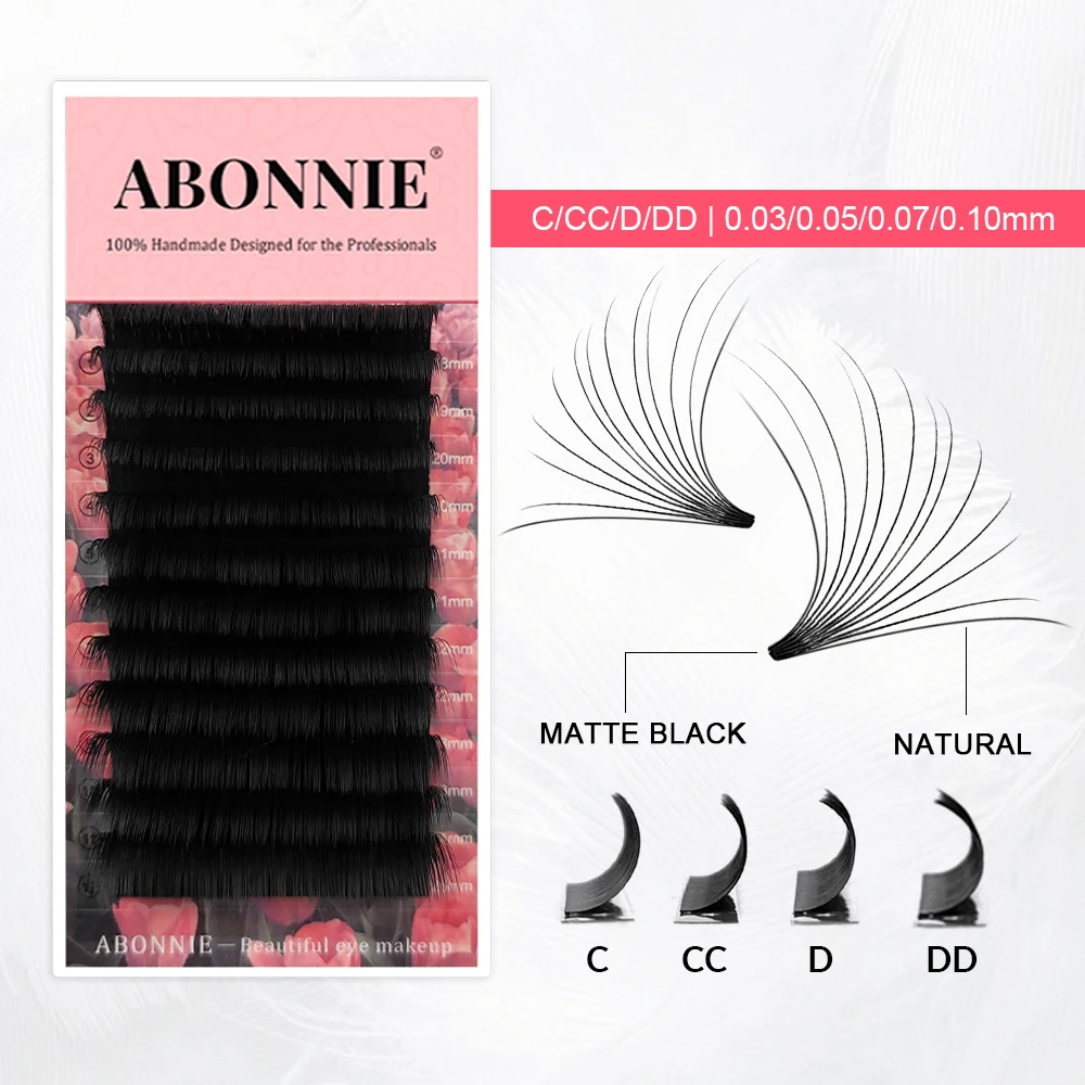 Ресницы Abonnie Easy Fanning Bloom, натуральные густые ресницы для наращивания из искусственной норки