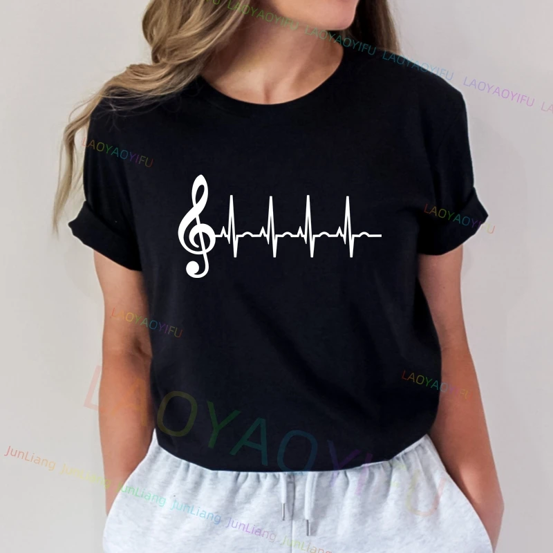 Фото Женские футболки с короткими рукавами Love Heartbeat, женская модная одежда, топы с принтом, футболки с графическим рисунком, мужская одежда унисекс №3