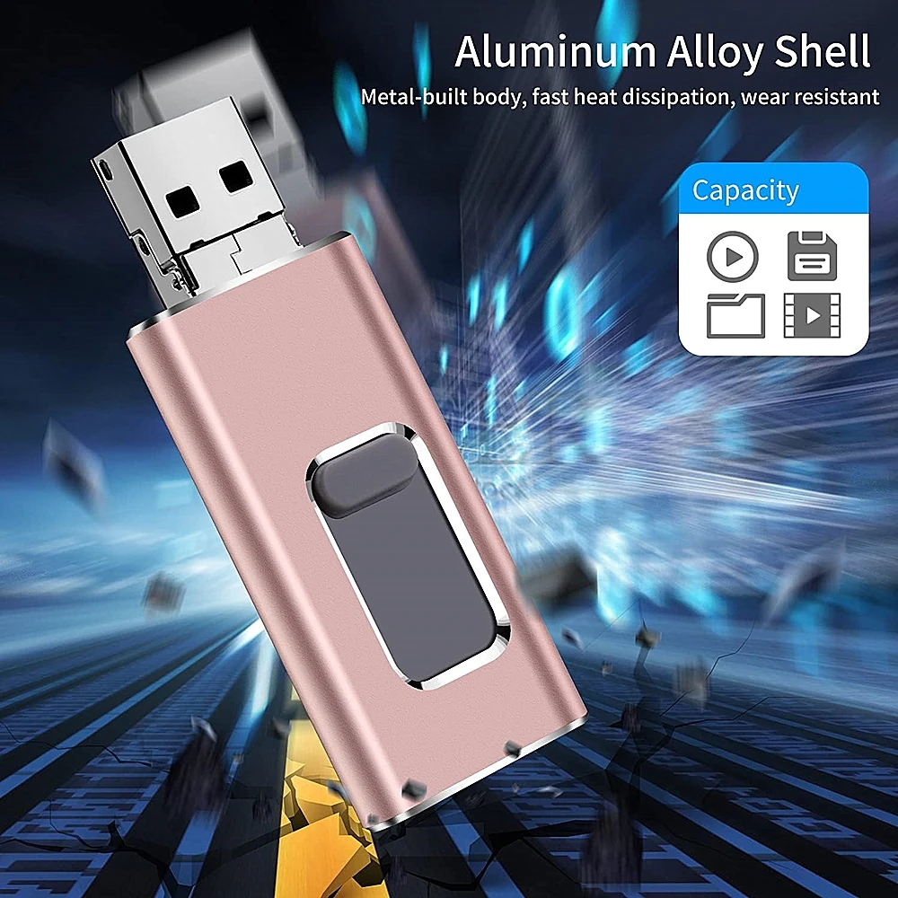 Фото USB-накопитель для iPhone, 2 ТБ, 1 ТБ, USB 3.0, флэш-накопитель 3 в 1, Mirco USB 3,0, 512 ГБ, 256 ГБ, 128/64/32 ГБ, USB-ключ, флэш-накопитель MFi №5