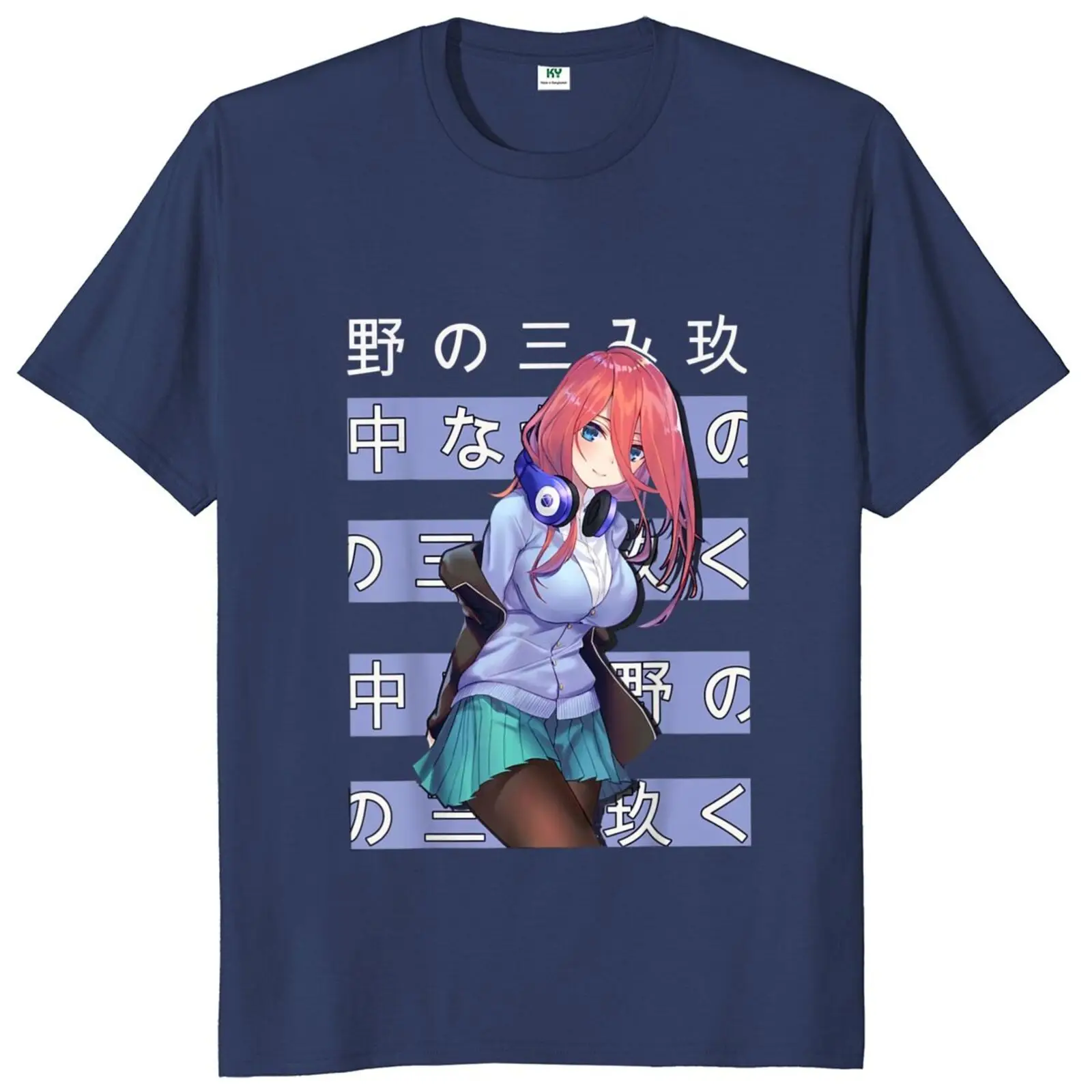 Фото Футболка Miku Nakano с забавным аниме персонажем манга фанаты Camiseta 100% хлопок Летняя Повседневная футболка большого размера унисекс европейский размер №4