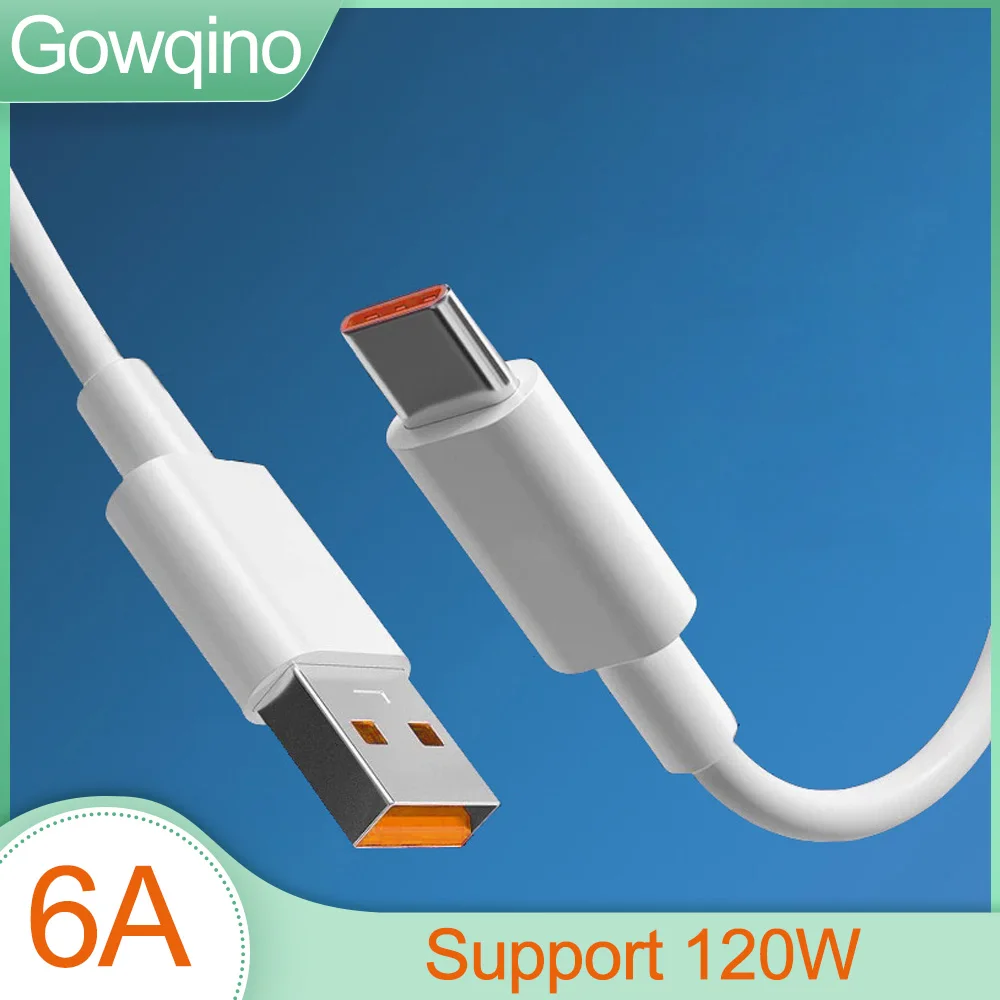 Gowqino 6A USB Type C кабель для быстрой зарядки 120 Вт Turbo Tipo Быстрая зарядка Type-Cabo для Huawei Samsung Mi 12 11 10 Pro 9 Poco Redmi