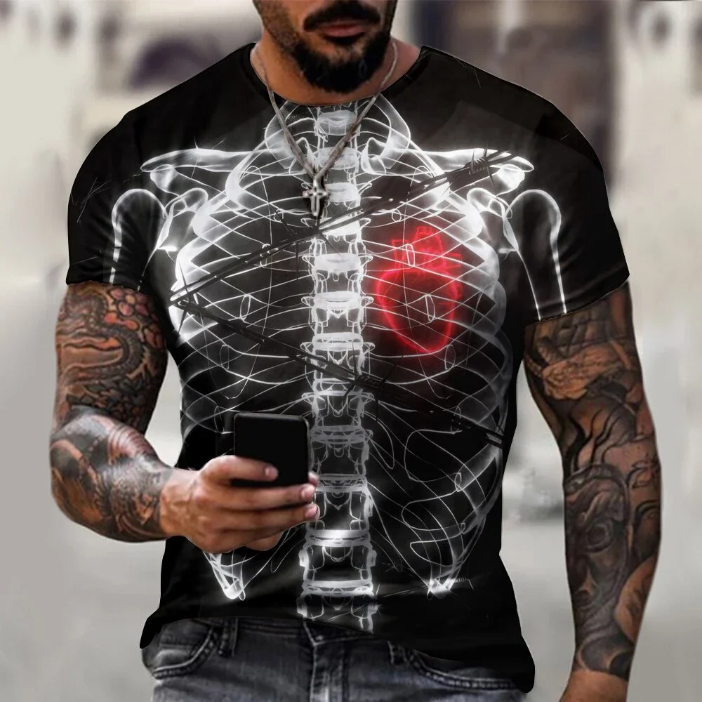 Horror Skeleton T-Shirts Bone Scary 3D Print Streetwear Men Women Fashion Oversized Short Sleeve T Shirt Kids Tees Tops Clothing (art.: 3920ca7a174cb) - 3920ca7a174cb