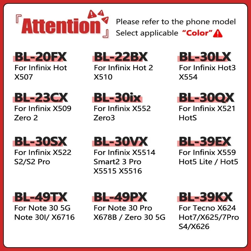 Фото BL-30QX BL-30VX BL-49PX Новый аккумулятор для Infinix Tecno Hot Zero Smart Note S S2 2 3 S4 5 7 30 30I X507 X509 X5514 X624 Pro Lite №2