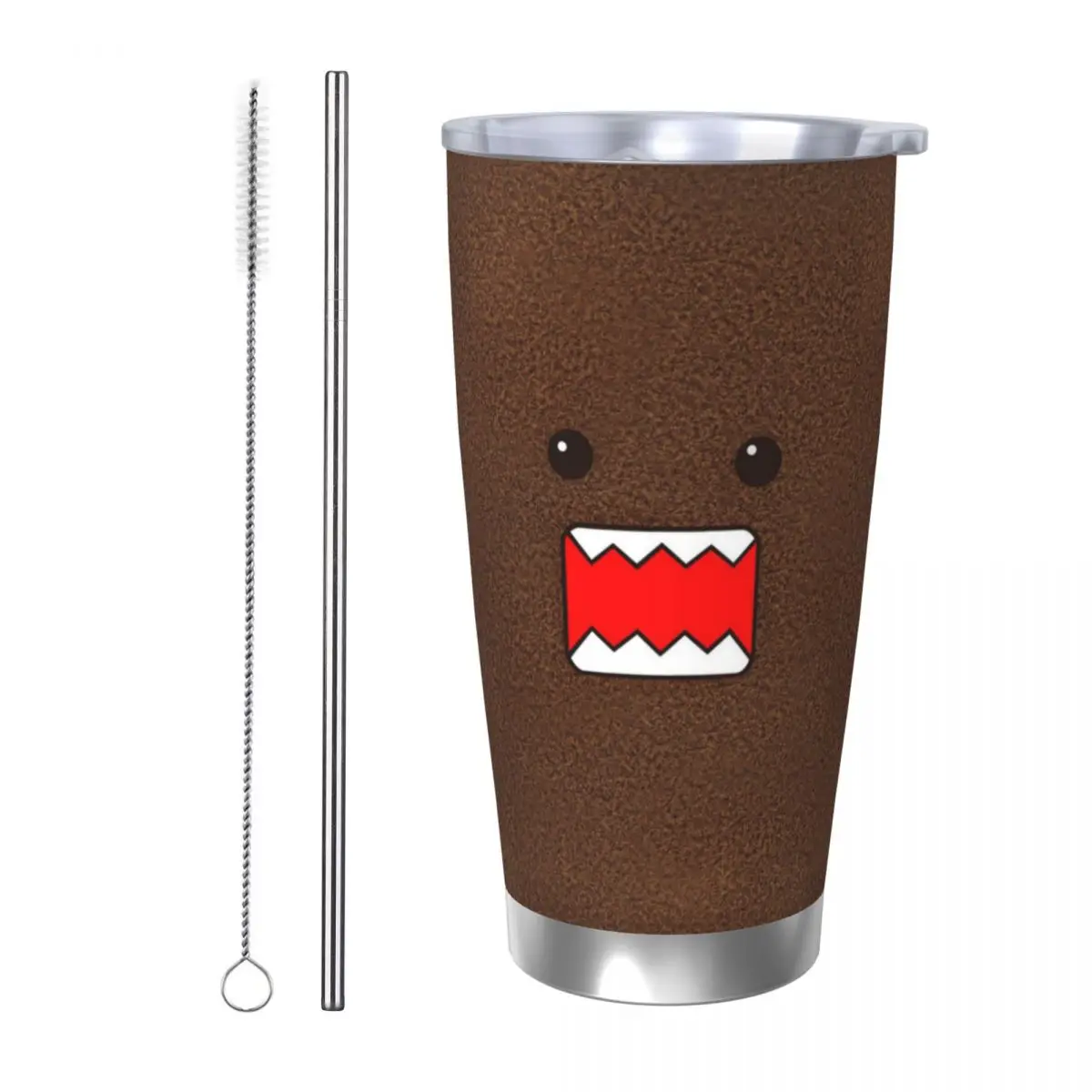 Милый мультяшный стакан Domo Kun из нержавеющей стали, кружка с вакуумной изоляцией, термохолодная чашка, соломинка с крышкой, 20 унций