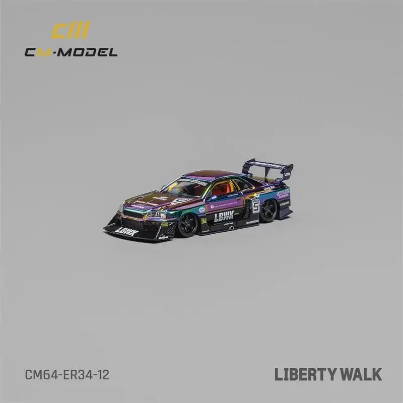 Модель автомобиля, модель 1:64 LBWK ER34, супер силуэт, Хромированный Цвет, литые модели автомобиля