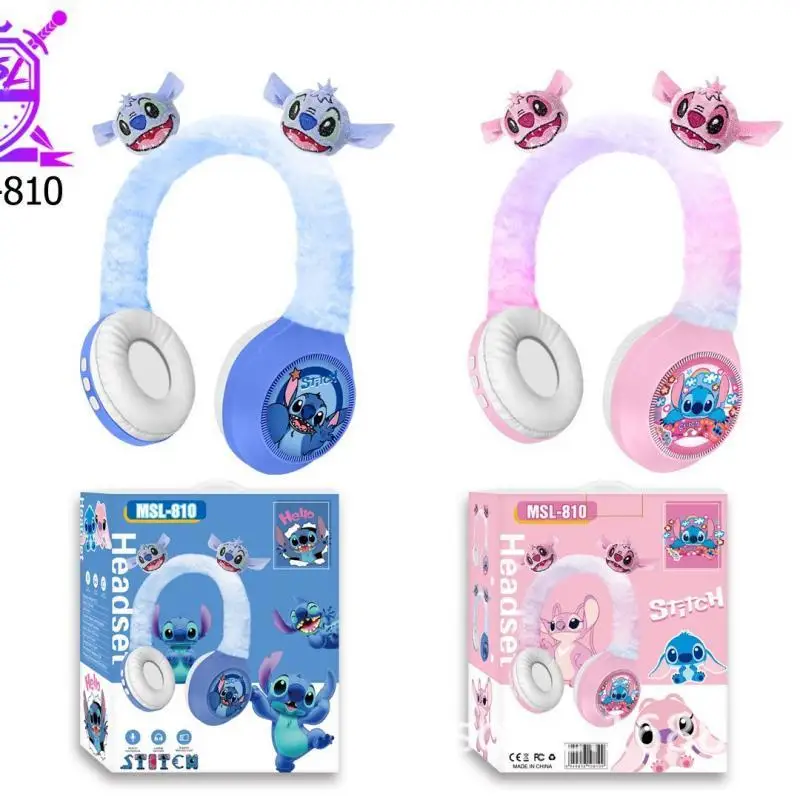 Фото Новые Msl-810 Disney креативные беспроводные Bluetooth-наушники с мультяшным стежком Hi-Fi объемный звук плюшевые насадки детский подарок №2