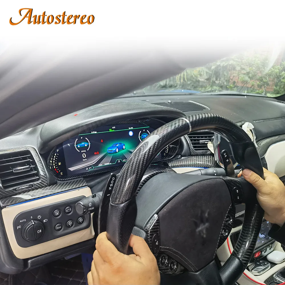 Фото С Carplay для Maserati GT 2007-2017 виртуальная кабина одометр экран 12,3 обновление приборной панели измеритель скорости ЖК-цифровой кластер №4