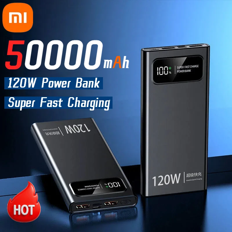 Xiaomi 50000 мАч 120 Вт Power Bank Супер быстрая зарядка аккумулятора большой емкости с цифровым дисплеем Power Bank для iPhone Samsung Huawei