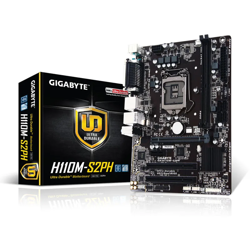 Новый GIGABYTE GA-H110M-S2PH материнская плата H110 LGA 1151 i3 i5 i7 DDR4 32G