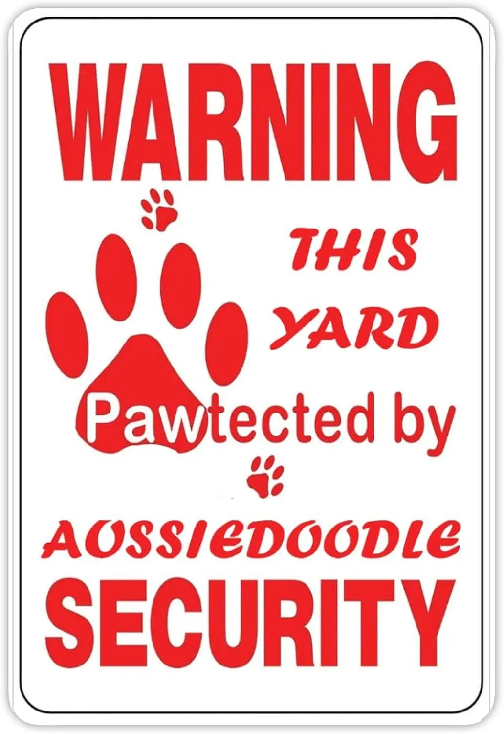 1a,arning This Yard Pawtected by Aussiedoodle Security Металлическая жестяная вывеска Деловая вывеска безопасности Домашний настенный декор Художественная вывеска Плакат-A