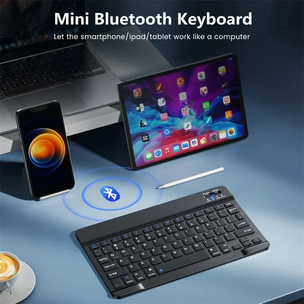 Фото Мини-клавиатура Bluetooth, беспроводная игровая мышь, клавиатура с радужной подсветкой, RGB-клавиатура для iPad, телефона, планшета, Android iOS, Windows №3