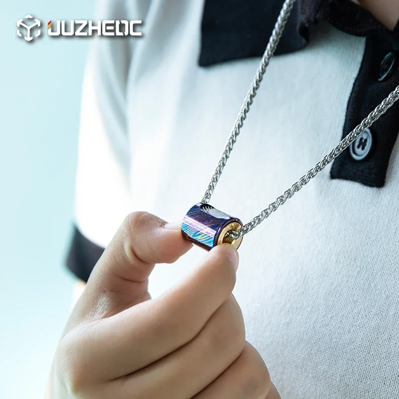 Фото EDC Титан Дамаск Медь Цирконий PEI Механический Нож Бусины Непоседа Кольцо Push Слайдер Металл Мини Веселые Игрушки Для Стресса Инструменты №5