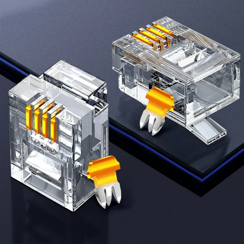 Разъем RJ11 6P4C 6P2C Компьютерный разъем 2-ядерный 4-ядерный 6-ядерный телефонный кабель Фкс-машина Rj11 Разъем 6p 2c 4c 6c Сетевое оборудование