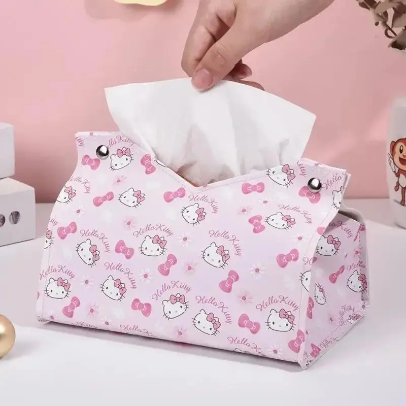 Фото Hello Kitty аниме сумка для хранения салфеток Kawaii Ins милый мультфильм KT Cat гостиная общежитие ресторан коробка подарки для детей №3