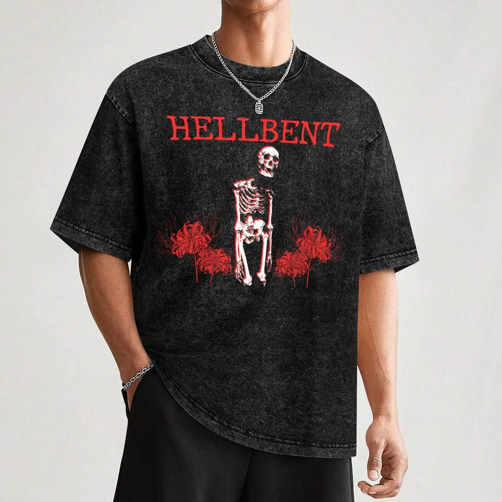 Фото Футболка Hellbent Skeleton, большие роскошные дизайнерские футболки большого размера для мужчин №3