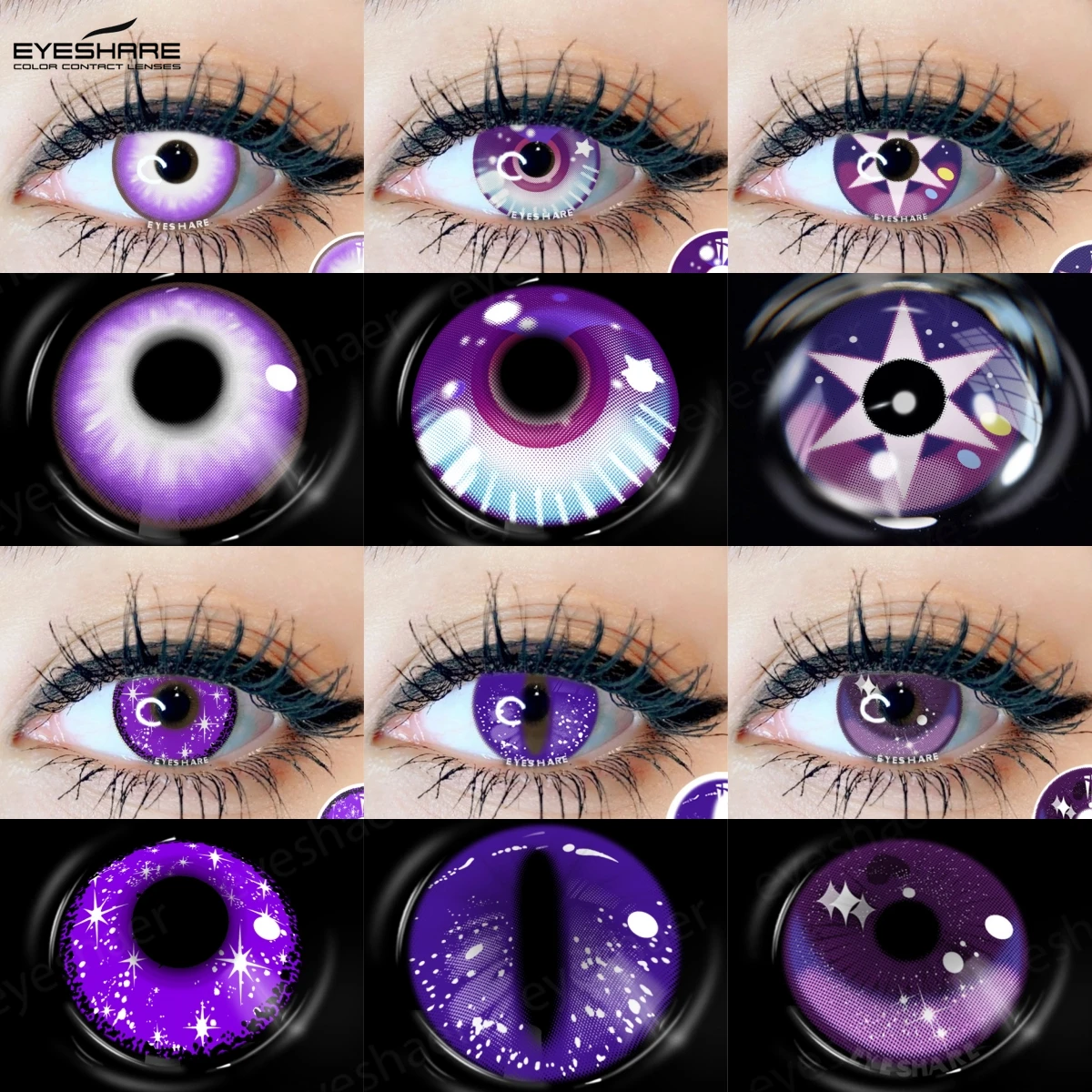 EYESHARE 1 пара линз для косплея фиолетовые линзы цветные контактные линзы для глаз ежегодные аксессуары в стиле аниме контактные линзы для глаз Хэллоуин