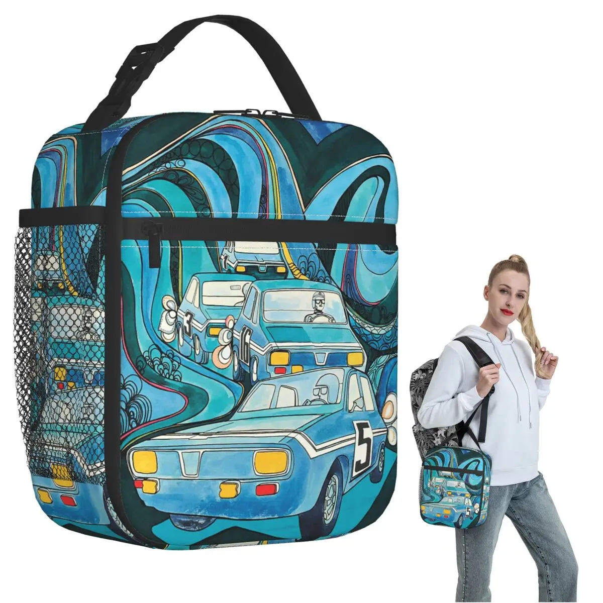 Affiche Ancienne Renault 12, изолированная сумка для обеда Gordini для женщин и детей, портативные коробки для еды, термосумка для обеда