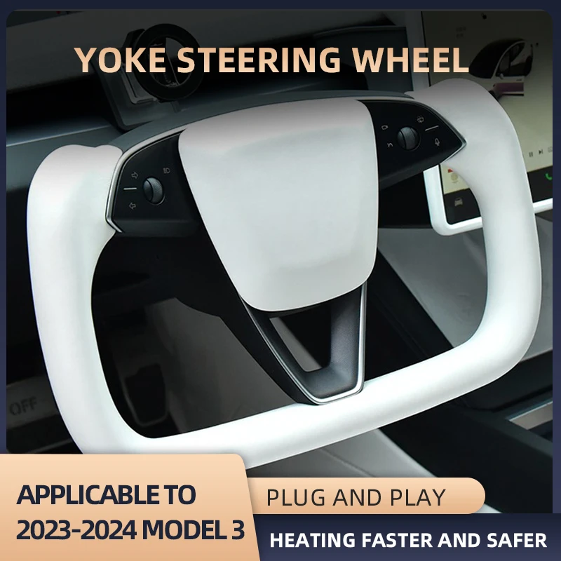 Фото Рулевое колесо с кокеткой для Tesla Model3 Highland 2023-2024, рулевое колесо с подогревом Nappa Leather Volante, автомобильные аксессуары №4