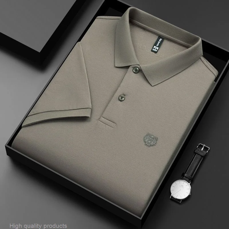 Фото Lengan Pendek Katun Mercerized High End Kaus Polo Bordir Merek Fashion Musim Panas Pria Kemeja Paul Kasual Bisnis №4