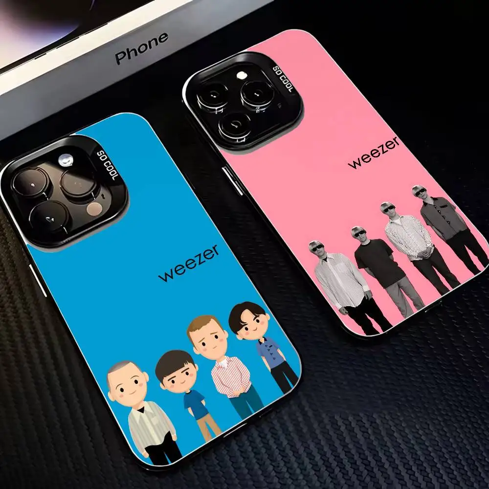 Чехол для телефона Band W-Weezer для iPhone 17,16,15,14,13,12,11 Plus, Pro Max, черный матовый противоударный чехол