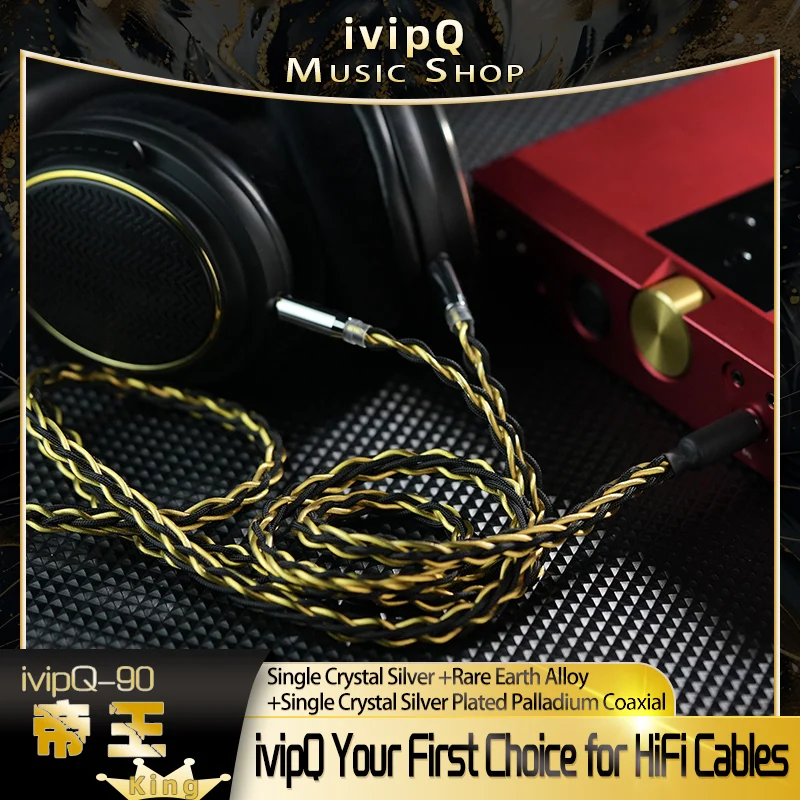 Фото ivipQ-90 King Флагманский домашний аудиоспециальный Hi-Fi кабель для обновления наушников 4,4 мм HD800 для Elear Utopia AKG K812 SUSVARA HE1000 №2