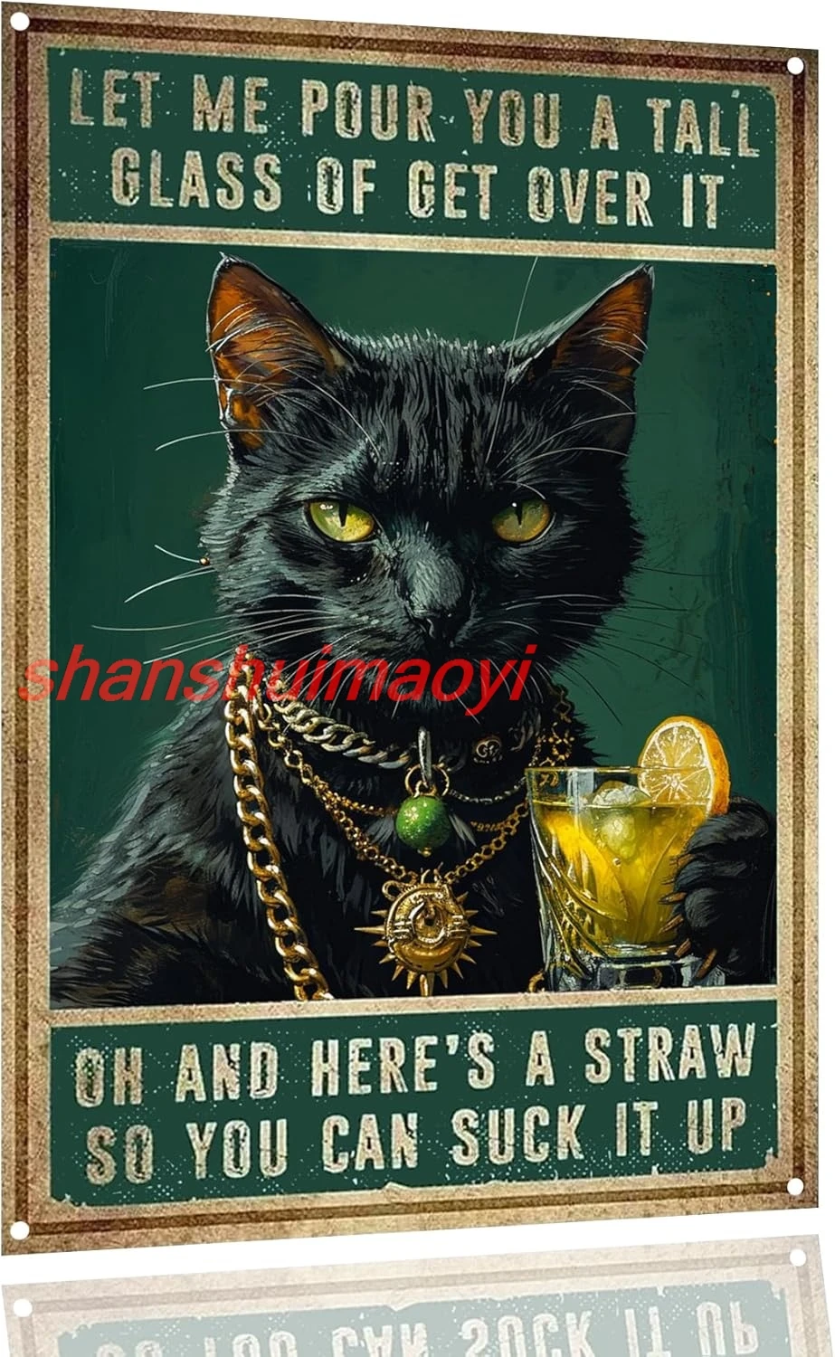 Металлическая жестяная вывеска Funn Black Cat Настенный декор Let Me Pour You A Tall Glass Of Get Over It Винтажная жестяная вывеска для декора черного кота для дома SGH