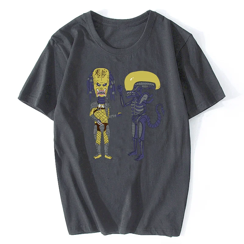 Фото Новая модель 2025 года Alien Vs Predator X Beavis And ButtheadAnd Xenomorph, забавная футболка, распродажа, хлопковая футболка, мужская одежда №3