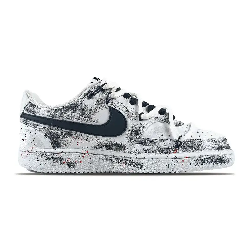 Фото 【Настроить】Nike Court Vision 1, обувь для скейтбординга, мужские низкие белые/красные кроссовки, DH2987-101 №2