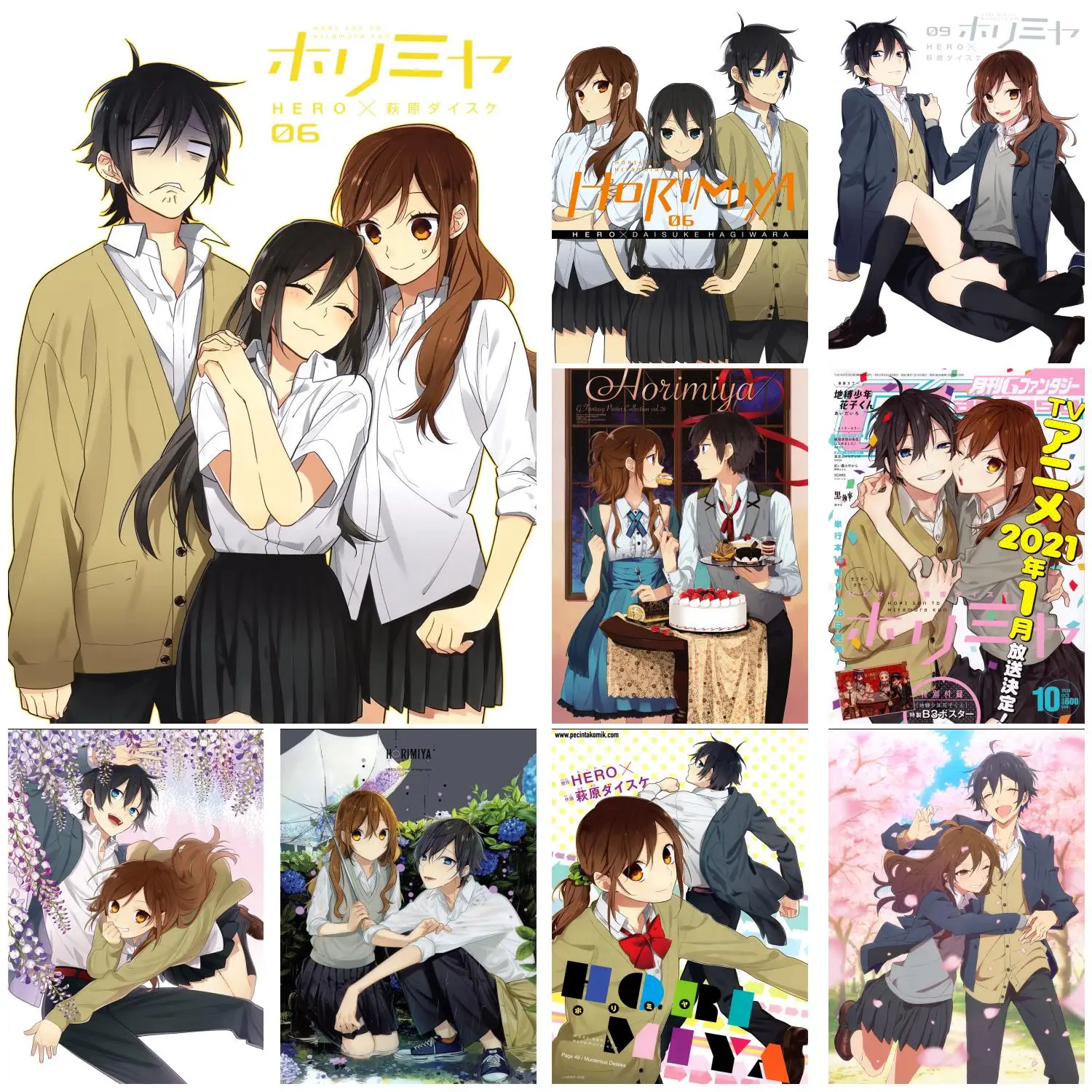 Мультяшный плакат horimiya, настенный художественный плакат на холсте для современной семьи, гостиной, домашний декор