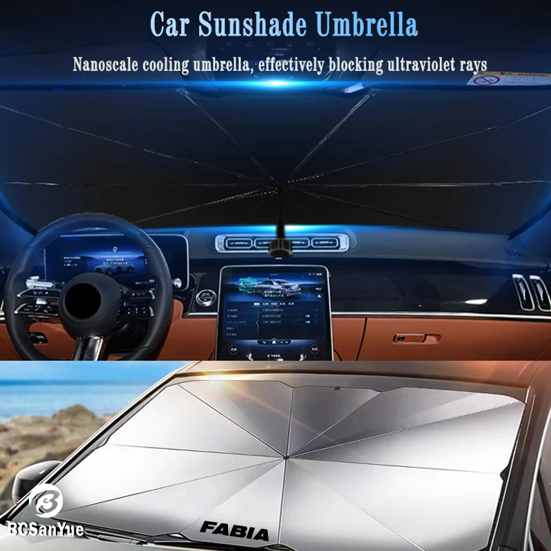 Автомобильный солнцезащитный зонт, складной защитный зонт для Skoda Fabia 1 2 3 MK1 MK2 MK3 NJ3 NJ3 NJ5, солнцезащитный козырек на лобовое стекло автомобиля